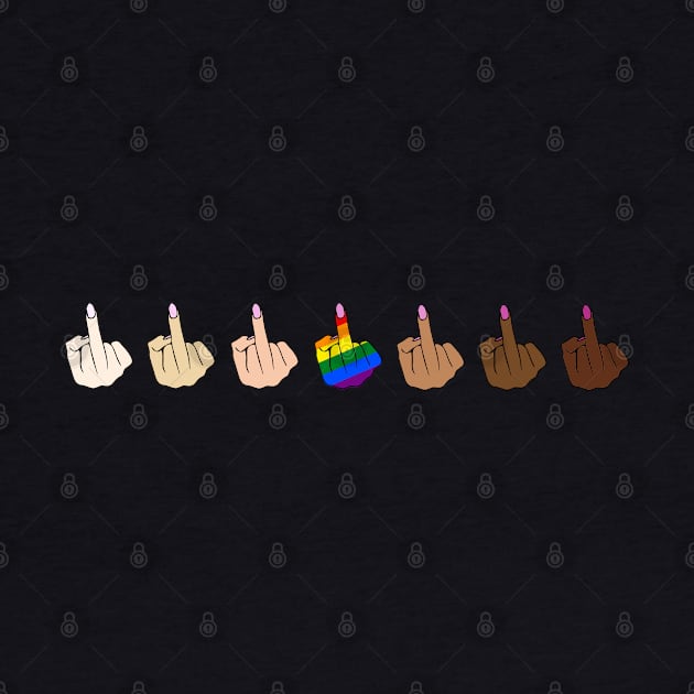 Fuck Racism Middle Finger Rainbow by iconicole